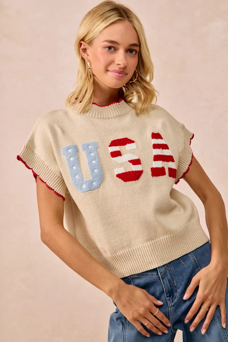 BiBi USA Patchwork Sweater Vest Top With Contrast Detail 855dd44a24024dd085f53d24062833e3-Max-Origin