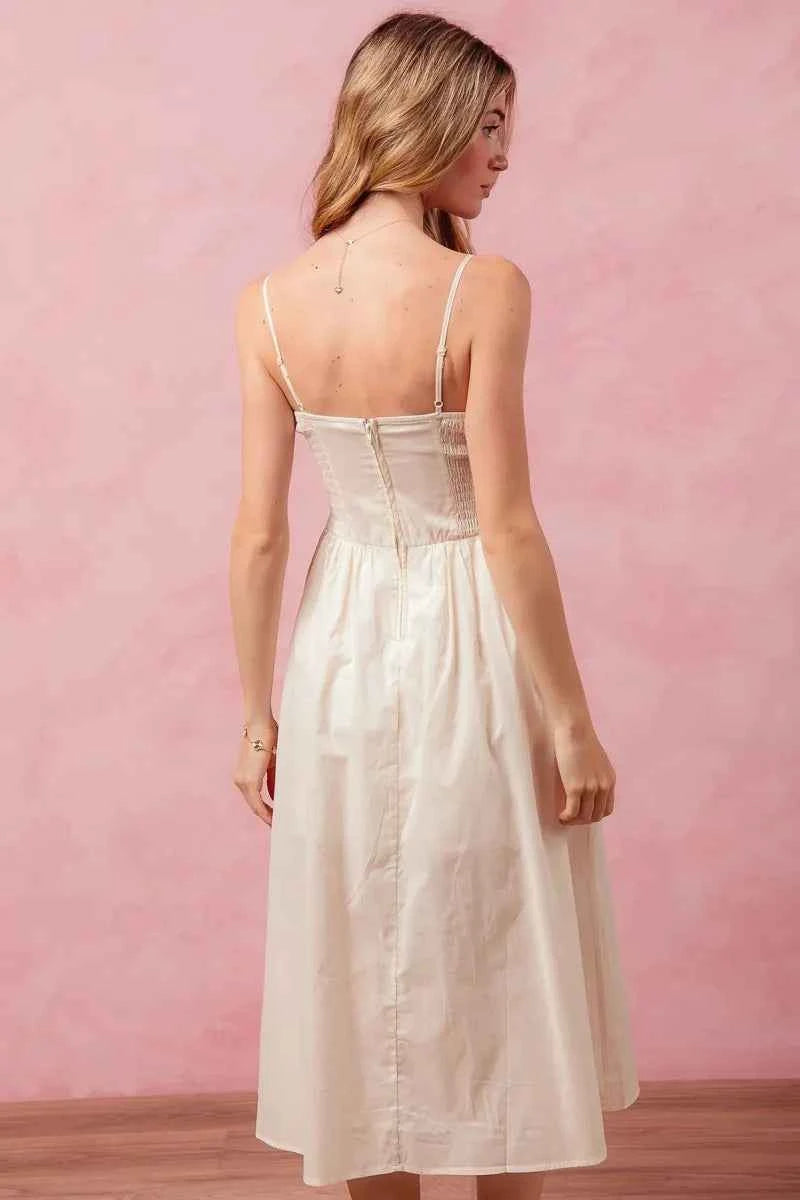 SO ME Smocked Sleeveless Casual Everyday Dress With Slit SO ME Smocked Sleeveless Casual Everyday Dress With Slit