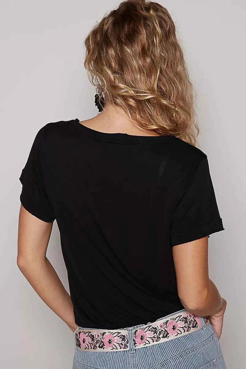 POL Basic V-Neck Short Sleeve T-Shirt POL Basic V-Neck Short Sleeve T-Shirt