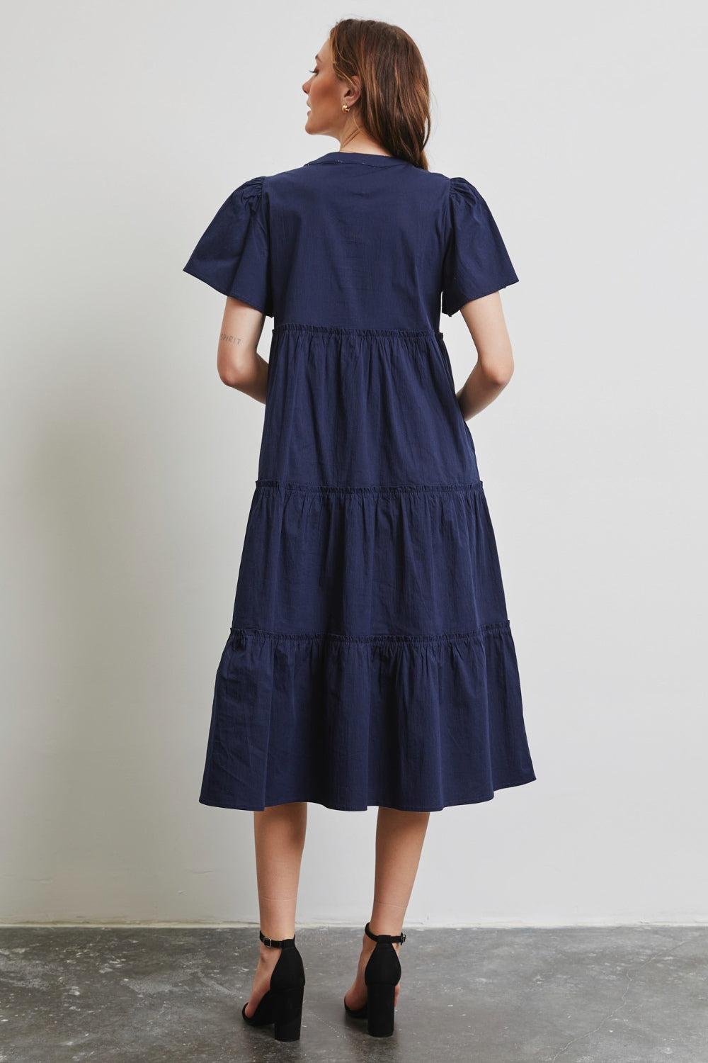 HEYSON Full Size Cotton Poplin Ruffled Tiered Midi Dress HEYSON Full Size Cotton Poplin Ruffled Tiered Midi Dress - TopFashionHQ