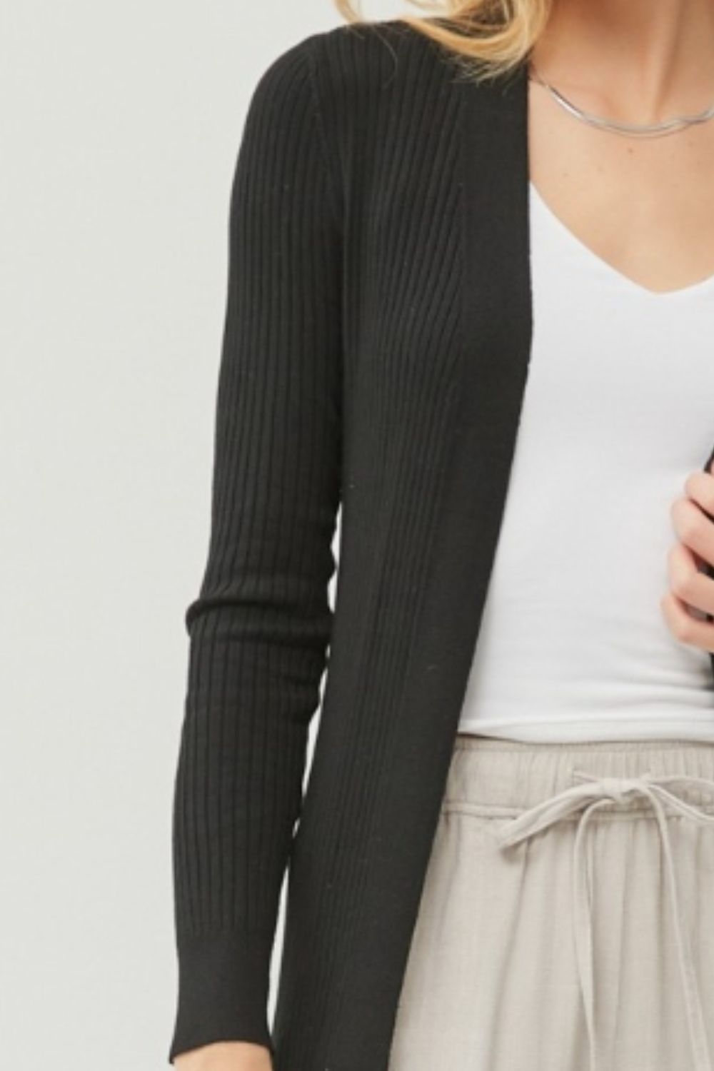 Be Cool Ribbed Open Front Long Sleeve Cardigan Be Cool Ribbed Open Front Long Sleeve Cardigan - TopFashionHQ