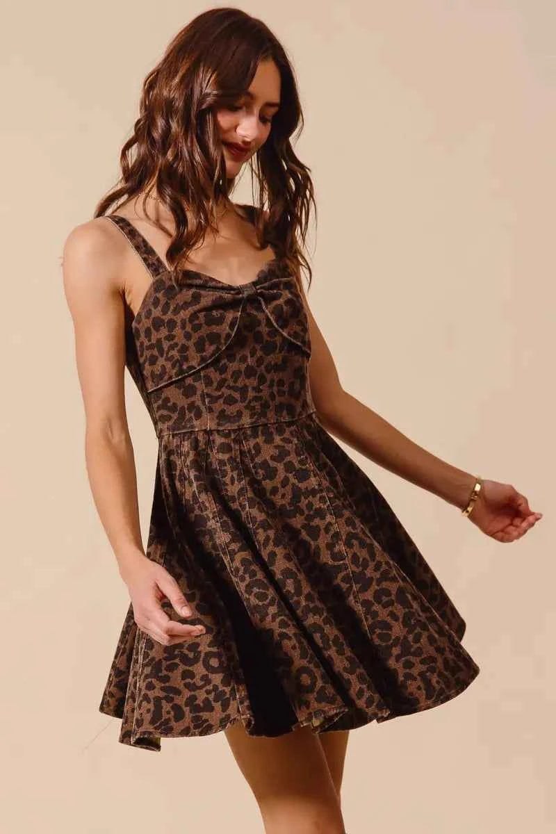 SO ME Mineral Washed Leopard Flare Cami Dress SO ME Mineral Washed Leopard Flare Cami Dress