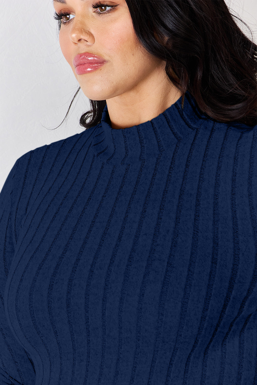 Basic Bae Full Size Ribbed Mock Neck Long Sleeve T-Shirt Basic Bae Full Size Ribbed Mock Neck Long Sleeve T-Shirt - TopFashionHQ