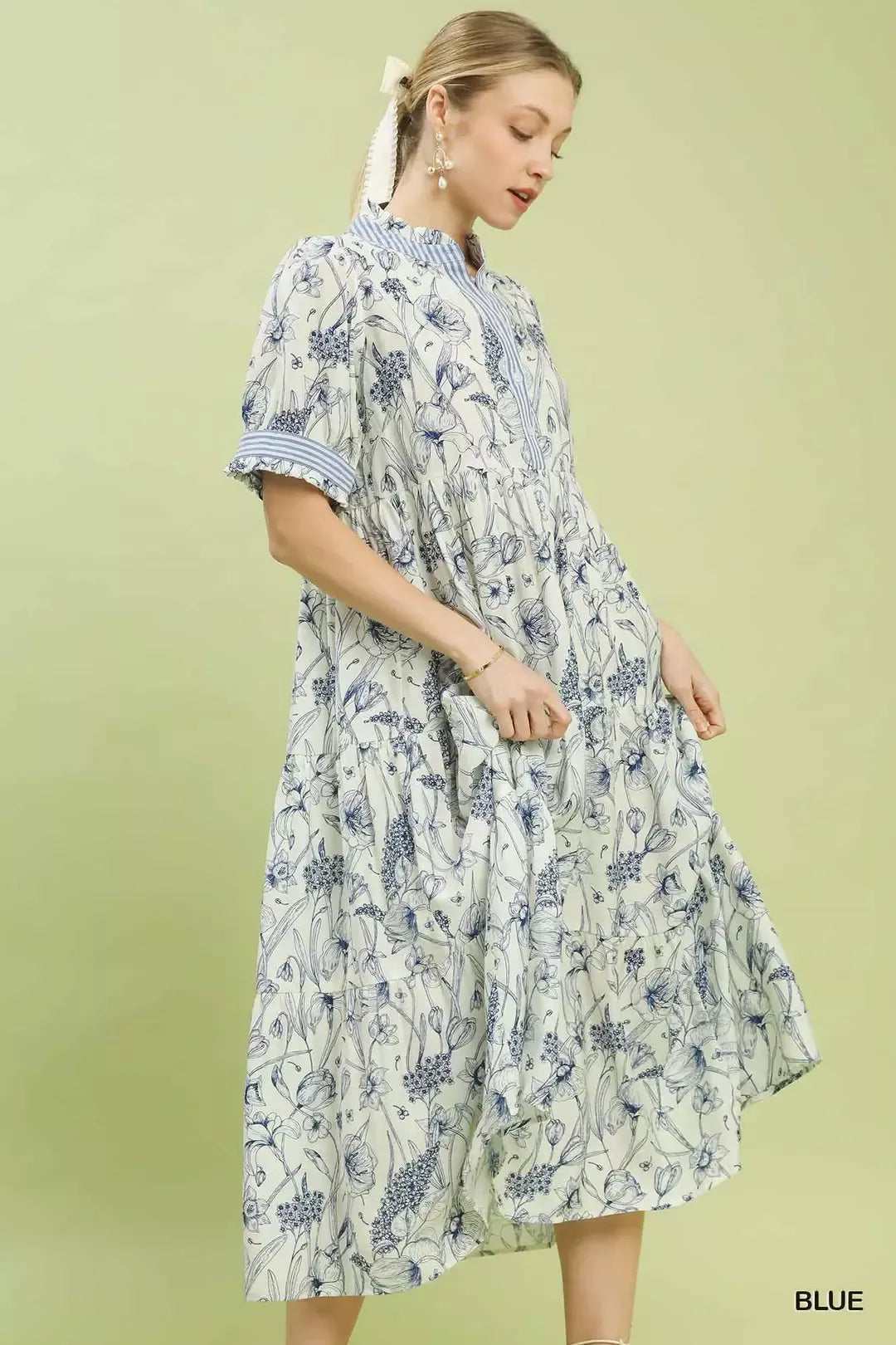 Umgee Floral Tiered Midi Dress with Ruffle Trim 87a4440c-2143-4100-b2b2-5d5a403c45d9-Max-Origin
