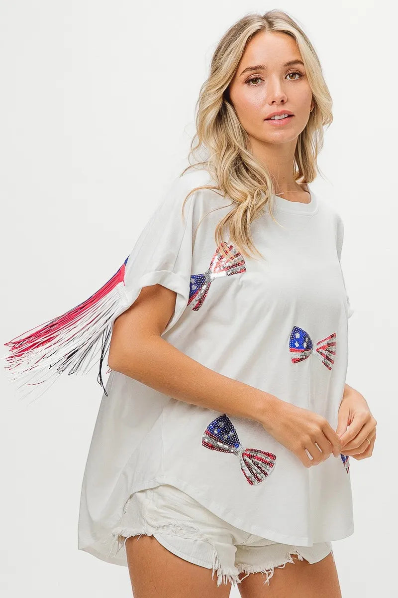 BiBi American Flag Sequin Ribbon T-Shirt 880d9c89ca6f4672a92c4aff1720cf78-Max-Origin