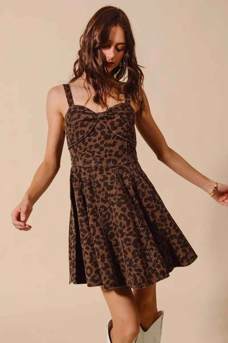 SO ME Mineral Washed Leopard Flare Cami Dress SO ME Mineral Washed Leopard Flare Cami Dress