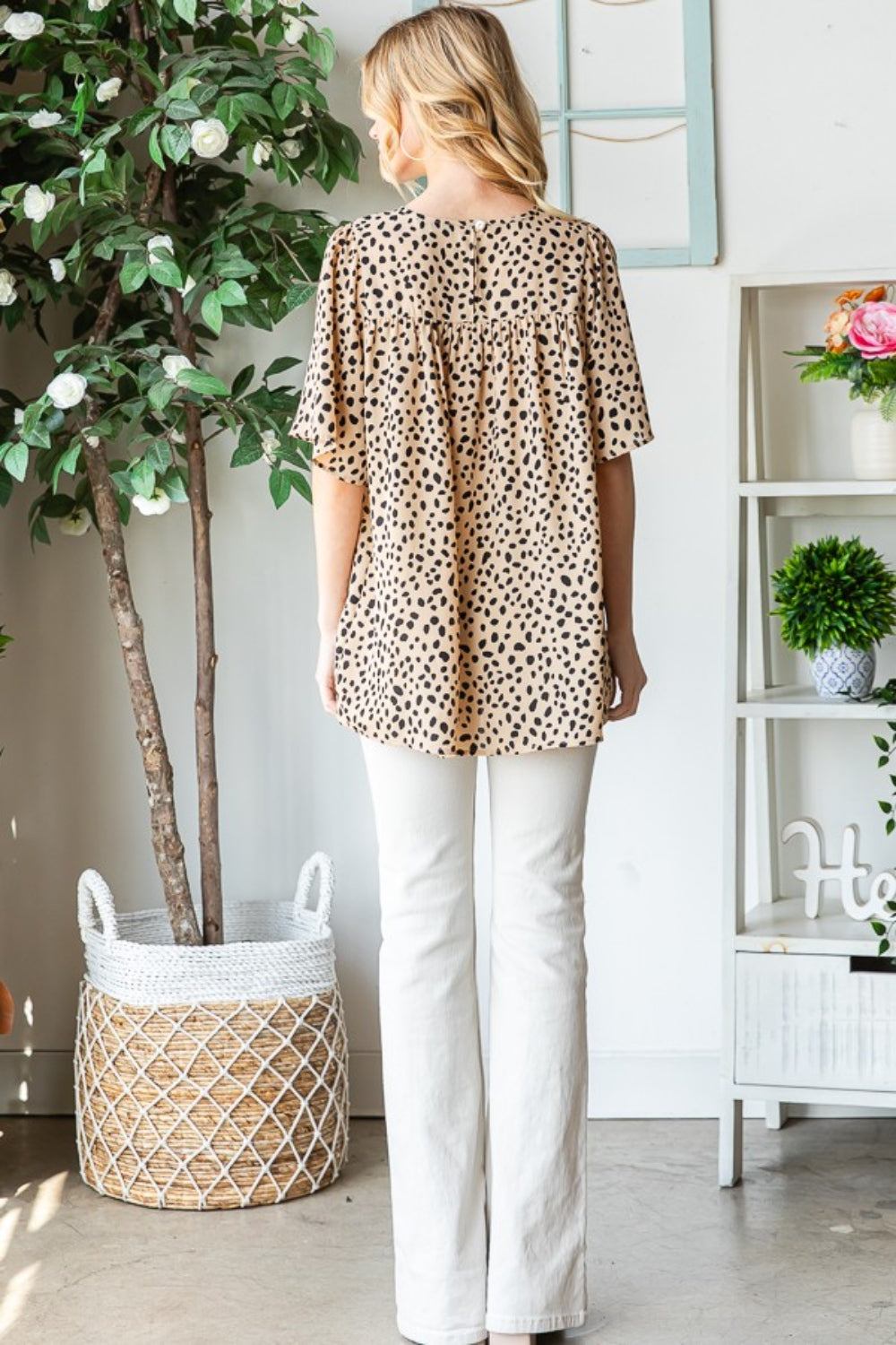 Heimish Full Size Animal Print Flutter Sleeve Blouse Heimish Full Size Animal Print Flutter Sleeve Blouse - TopFashionHQ