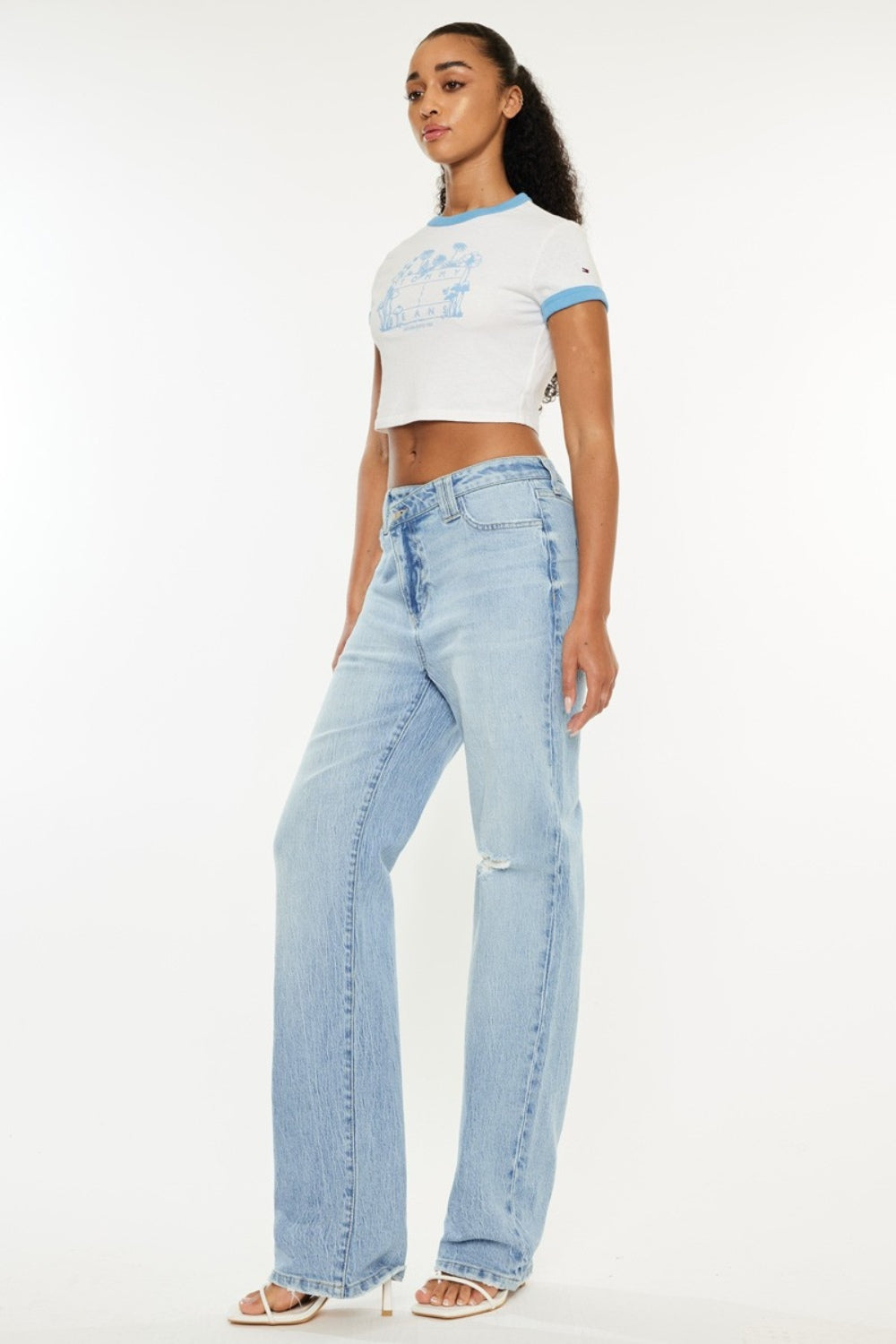 Kancan Distressed High Waist Straight Jeans Kancan Distressed High Waist Straight Jeans - TopFashionHQ