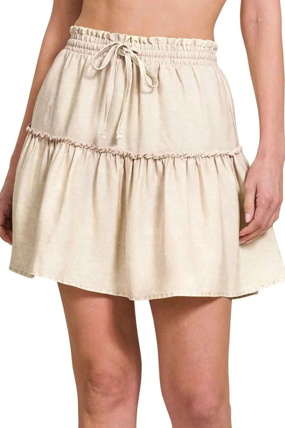 Zenana Tencel Washed Tiered Mini Skirts Zenana Tencel Washed Tiered Mini Skirts