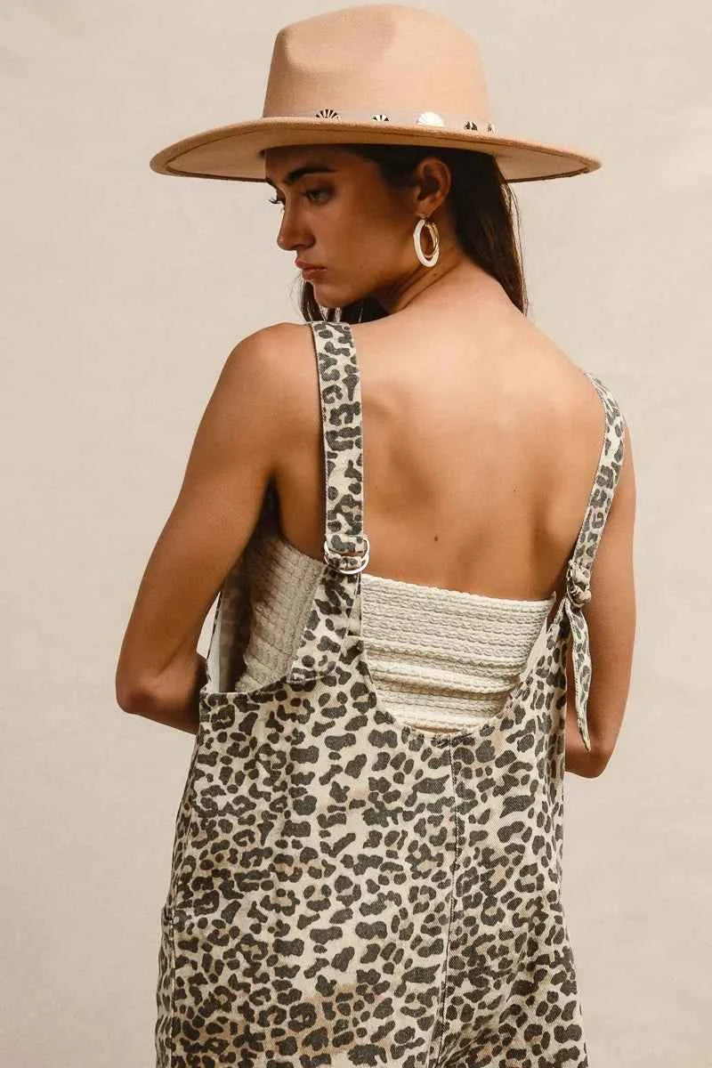 BiBi Leopard Print Adjustable Strap U Neck Jumpsuit BiBi Leopard Print Adjustable Strap U Neck Jumpsuit