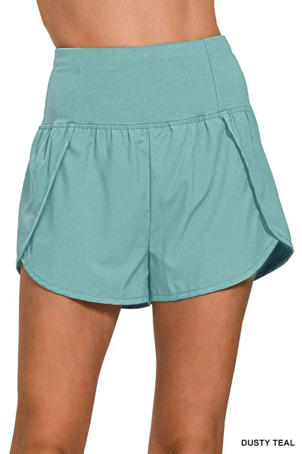 Zenana High Waisted Zippered Back Pocket Running Shorts Zenana High Waisted Zippered Back Pocket Running Shorts