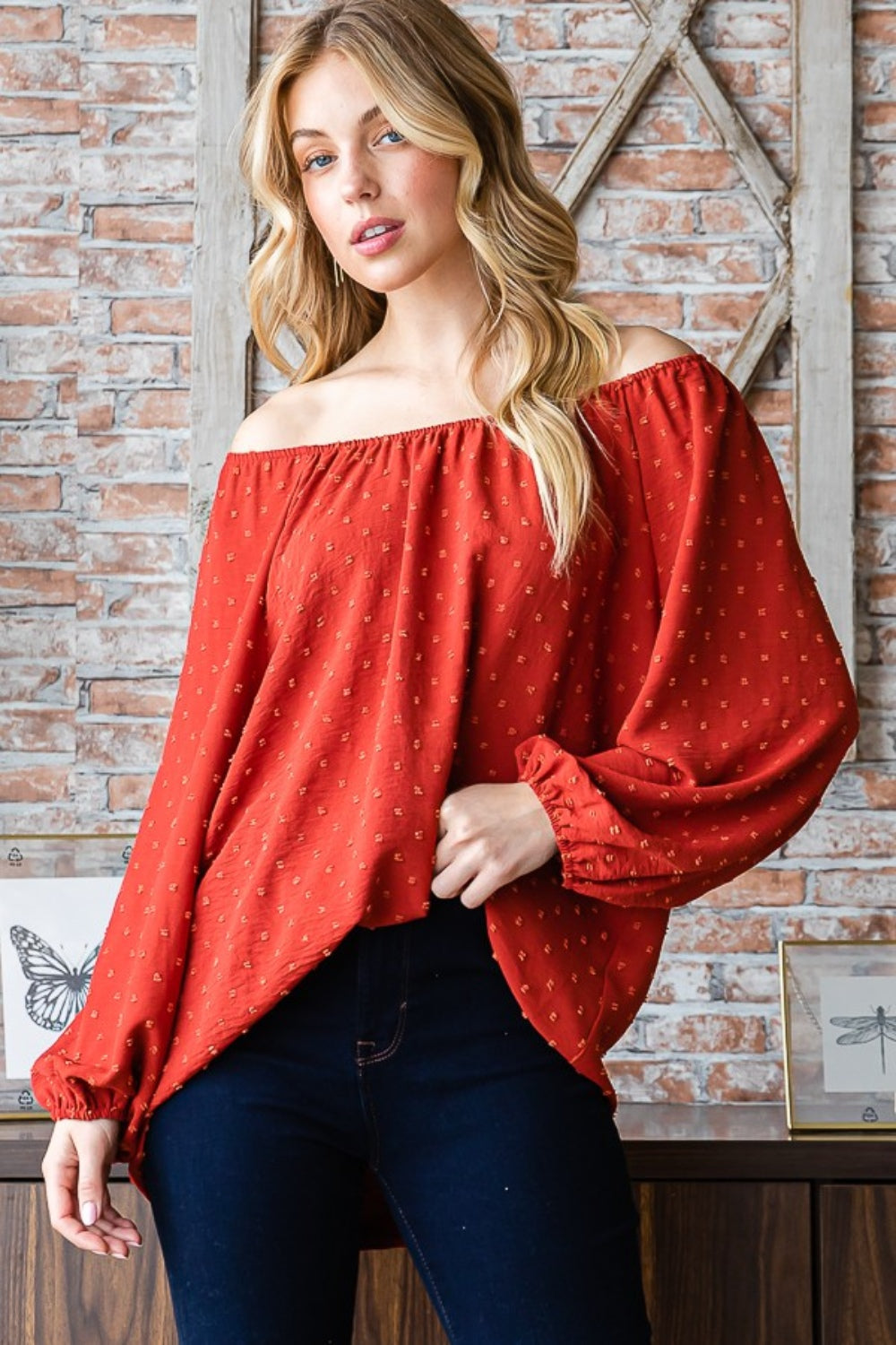 Heimish Full Size Swiss Dot Off Shoulder Top Heimish Full Size Swiss Dot Off Shoulder Top - TopFashionHQ