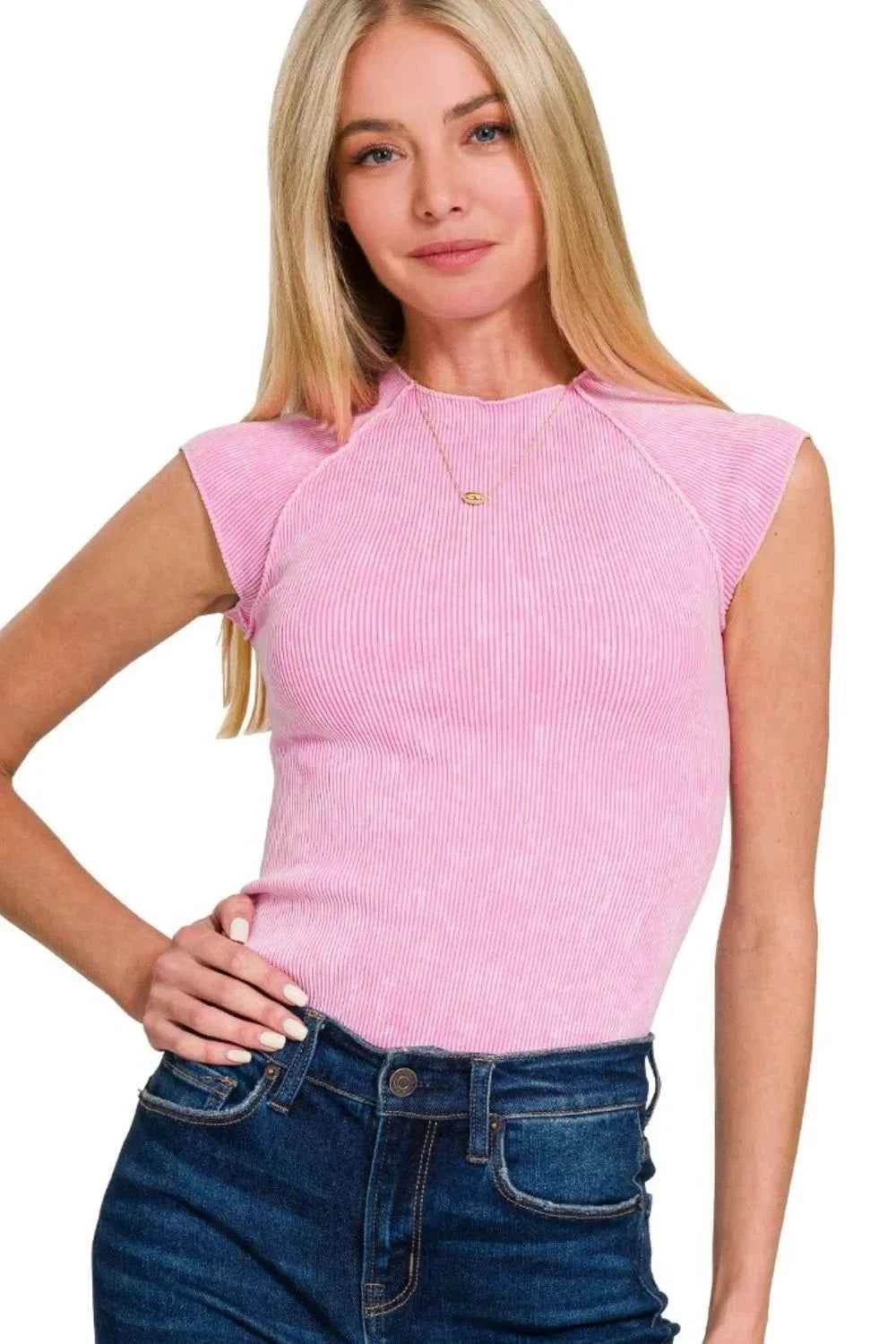 Zenana Stone Washed Ribbed Seamless Top Zenana Stone Washed Ribbed Seamless Top