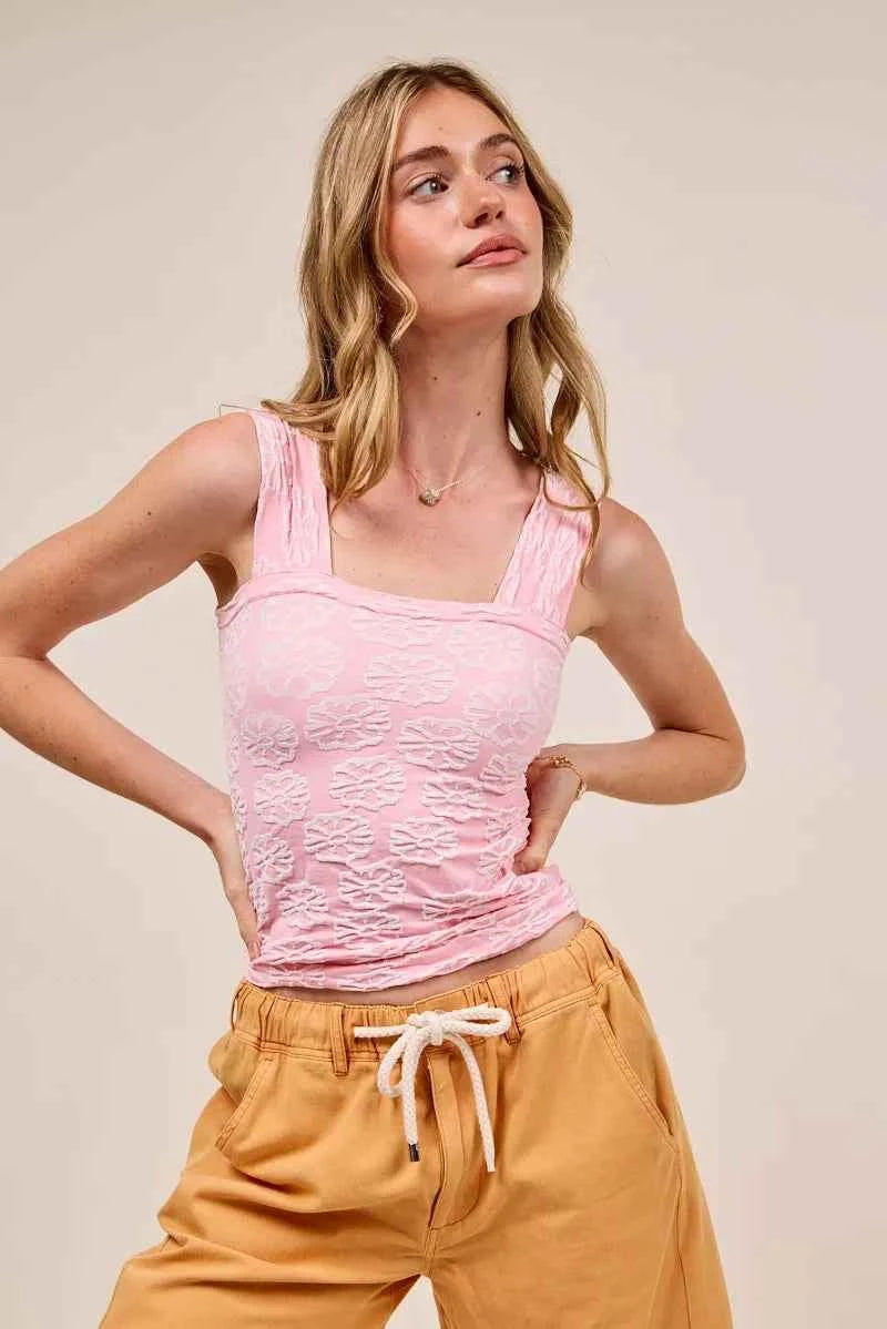 SO ME Two Tone Floral Seamless Tank Top SO ME Two Tone Floral Seamless Tank Top