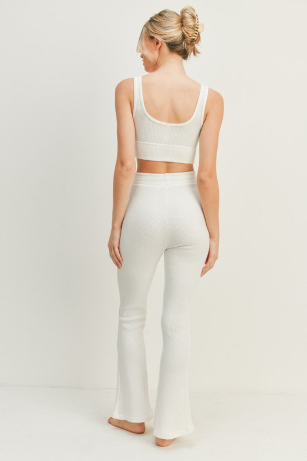 Kimberly C Waffle Tank and High Waist Flare Pants Set Kimberly C Waffle Tank and High Waist Flare Pants Set - TopFashionHQ