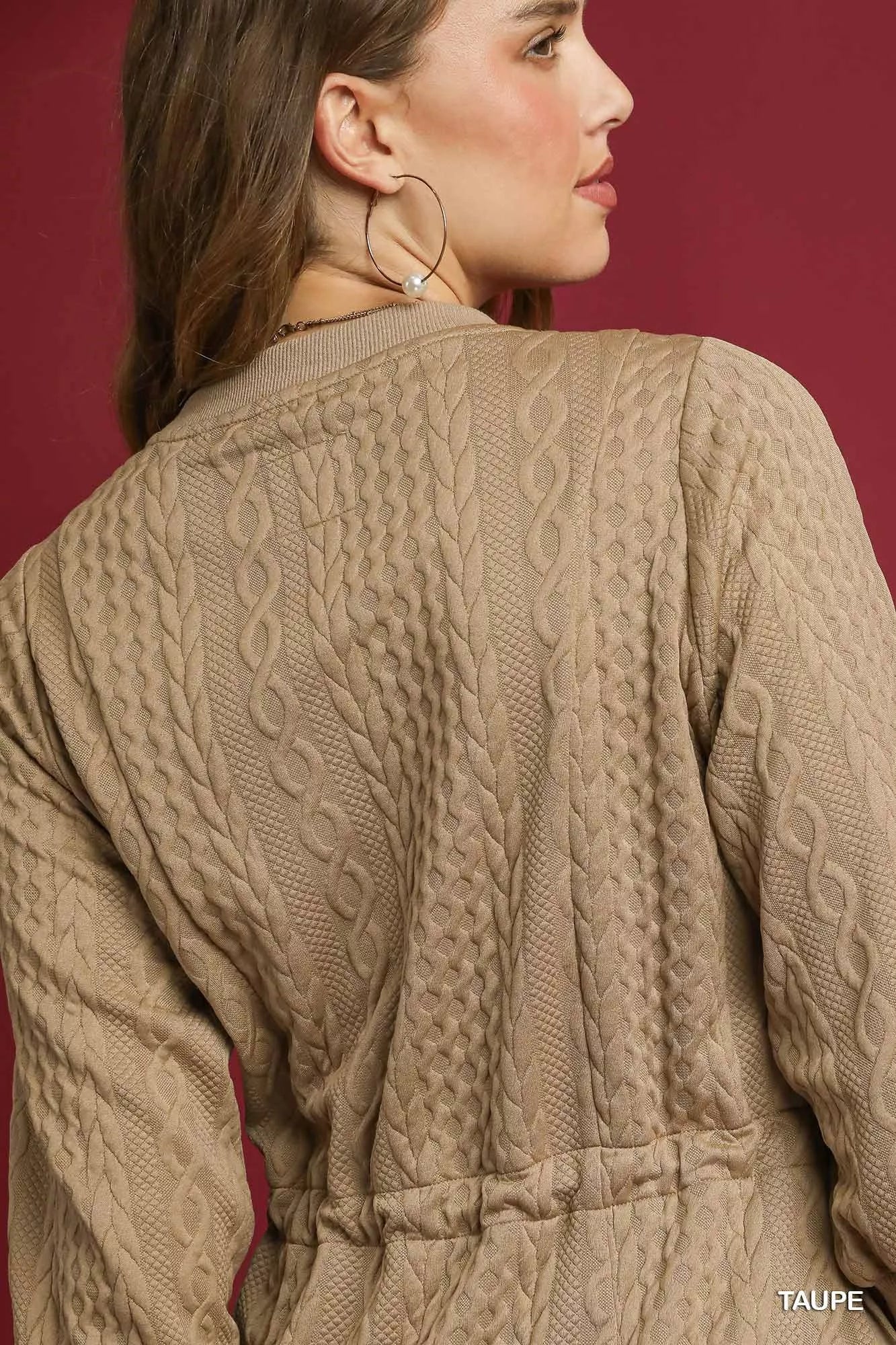 Umgee Drawstring Cable Knit Mini Dress with Pockets 89d1b2de-2ad6-4062-b100-4c30845c225b-Max-Origin