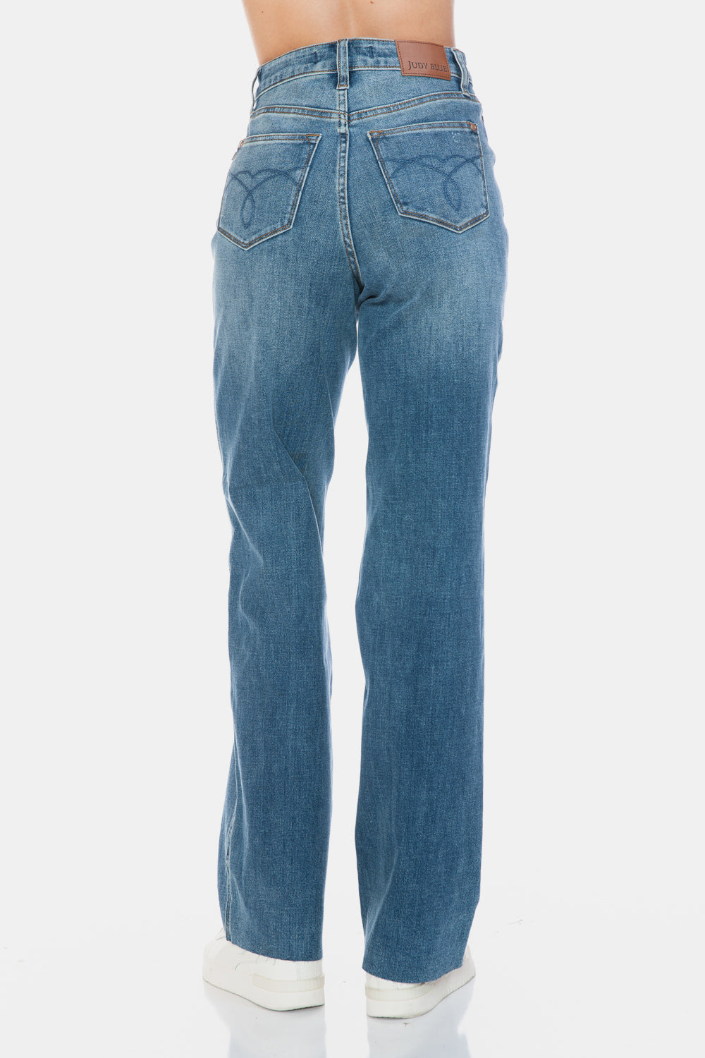 Judy Blue Full Size Tummy Control Cut Raw Hem Straight Jeans Judy Blue Full Size Tummy Control Cut Raw Hem Straight Jeans - TopFashionHQ