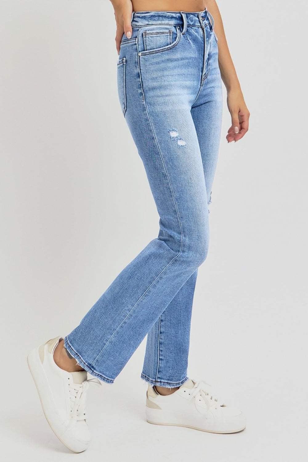 RISEN Full Size Distressed High-Rise Ankle Straight Jeans RISEN Full Size Distressed High-Rise Ankle Straight Jeans - TopFashionHQ