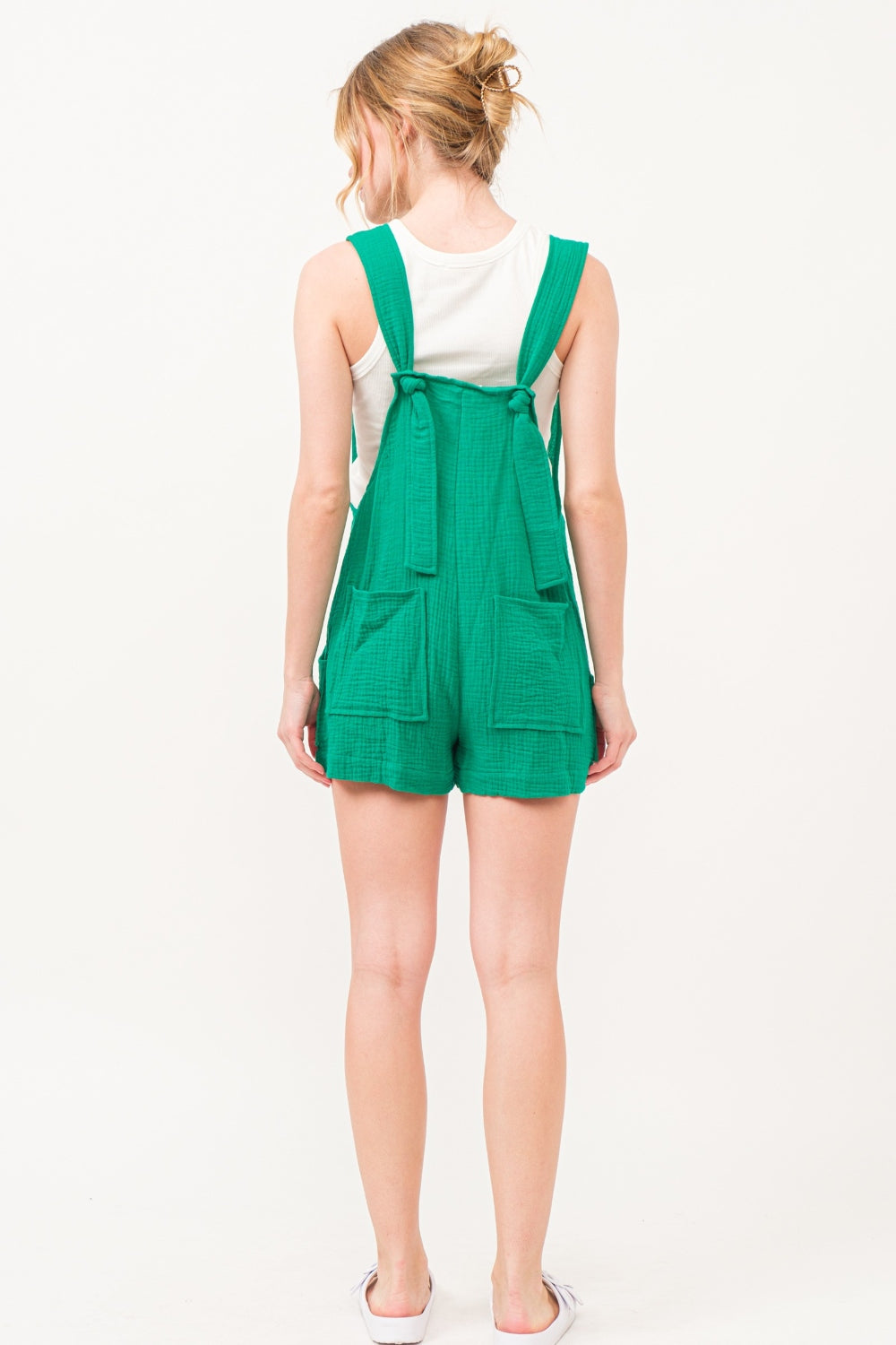 And The Why Button Up Tie Back Sleeveless Romper And The Why Button Up Tie Back Sleeveless Romper - TopFashionHQ