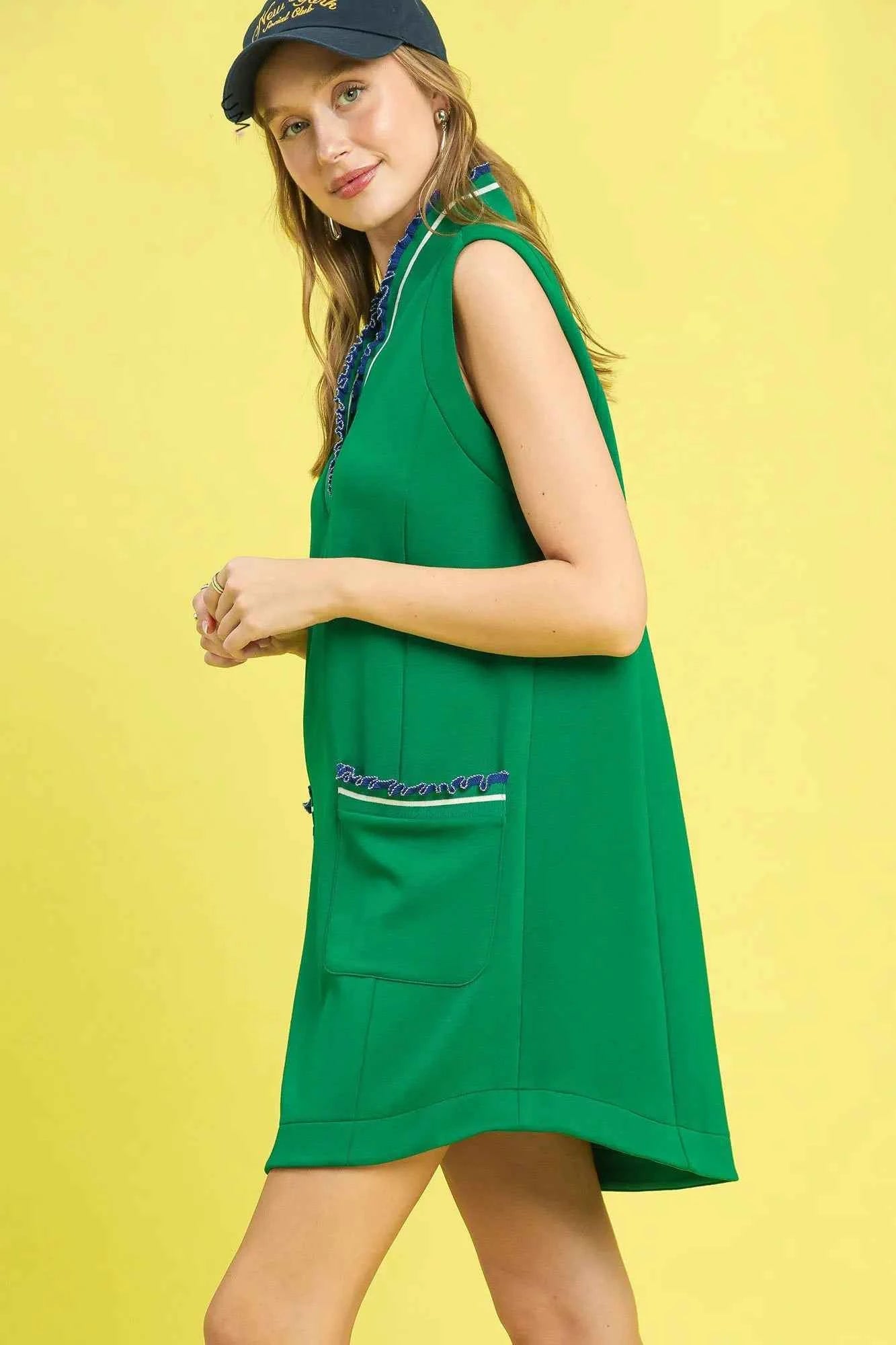 Umgee Frill Contrast Trim Sleeveless Mini Dress Umgee Frill Contrast Trim Sleeveless Mini Dress