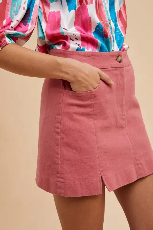 Annie Wear Comfort Stretch Cotton Slit Detailed Mini Skirt 8ac8b69b7c544011ad0e63a1b522813f-Max-Origin
