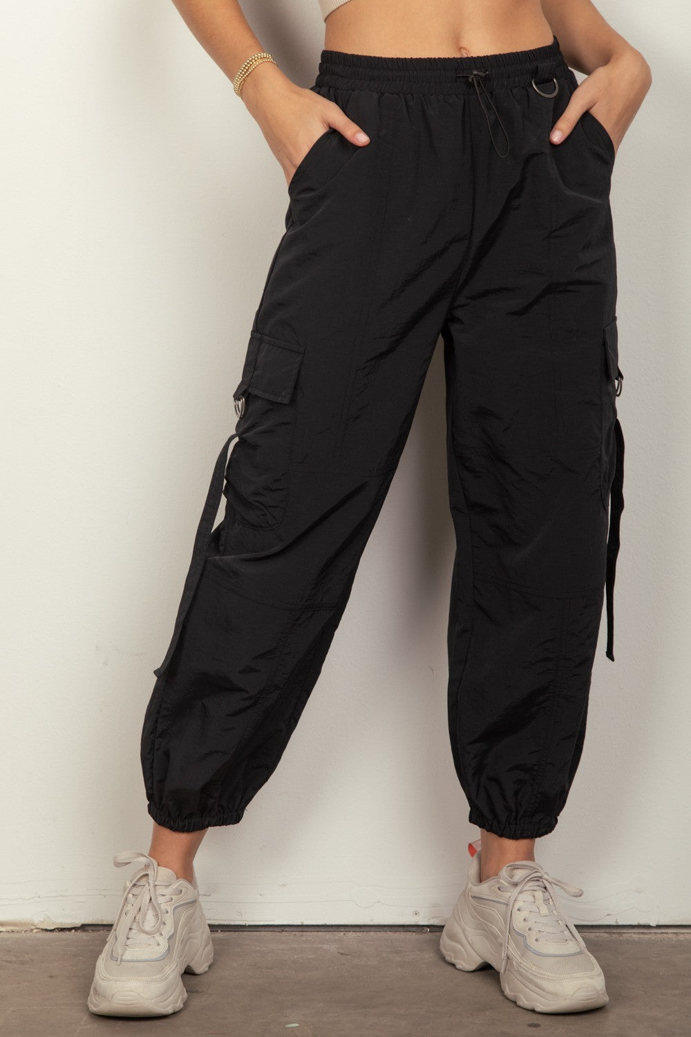 VERY J Elastic Waist Woven Cargo Pants VERY J Elastic Waist Woven Cargo Pants - TopFashionHQ