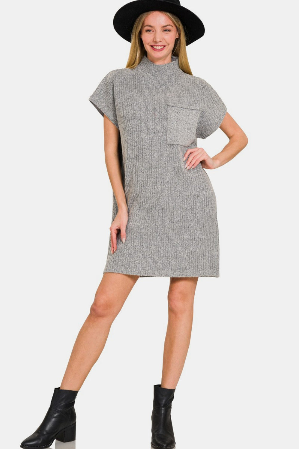 Zenana Short Sleeve Sweater Mini Dress Zenana Short Sleeve Sweater Mini Dress - TopFashionHQ