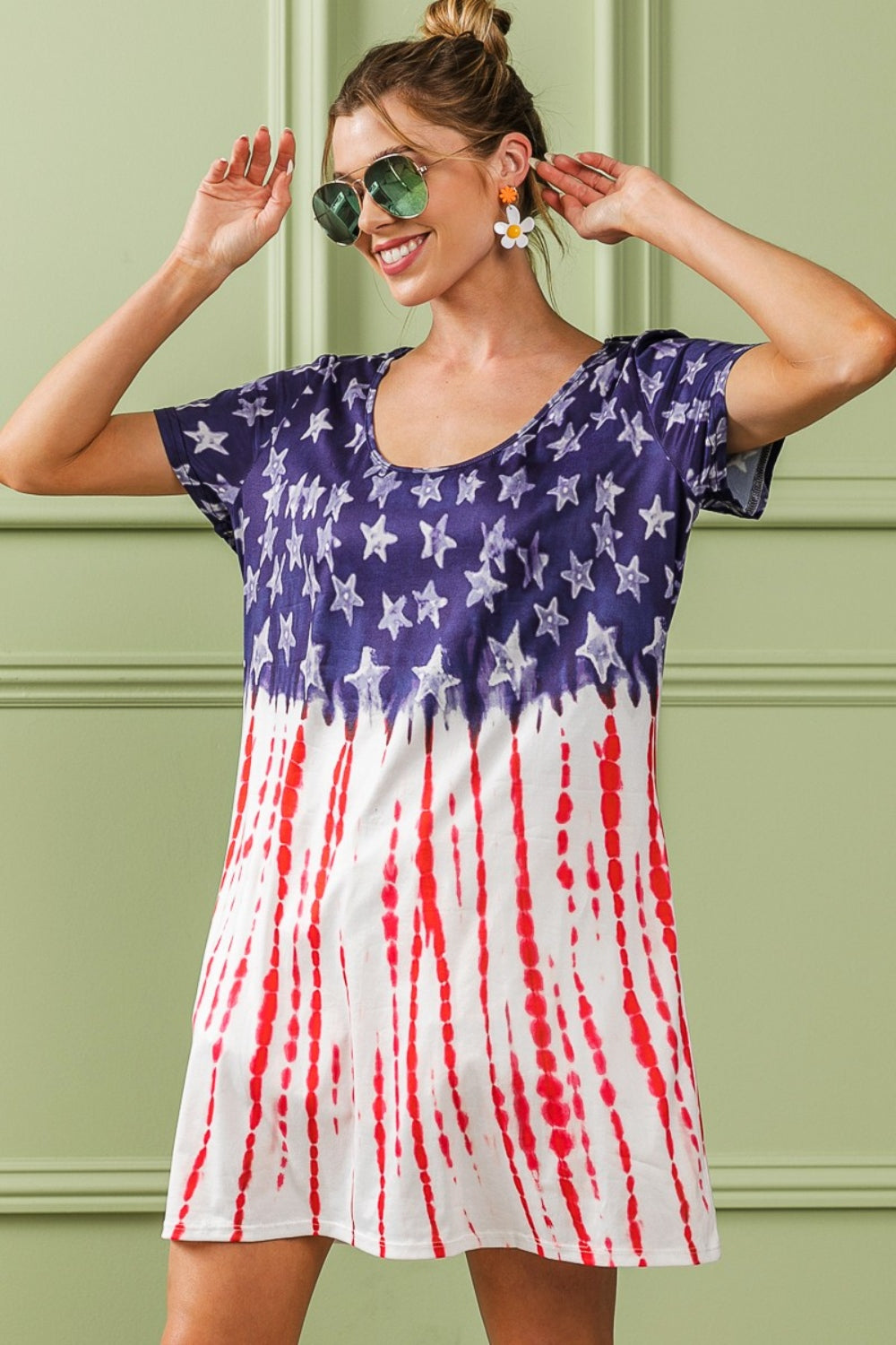 BiBi American Flag Theme Tee Dress BiBi American Flag Theme Tee Dress - TopFashionHQ