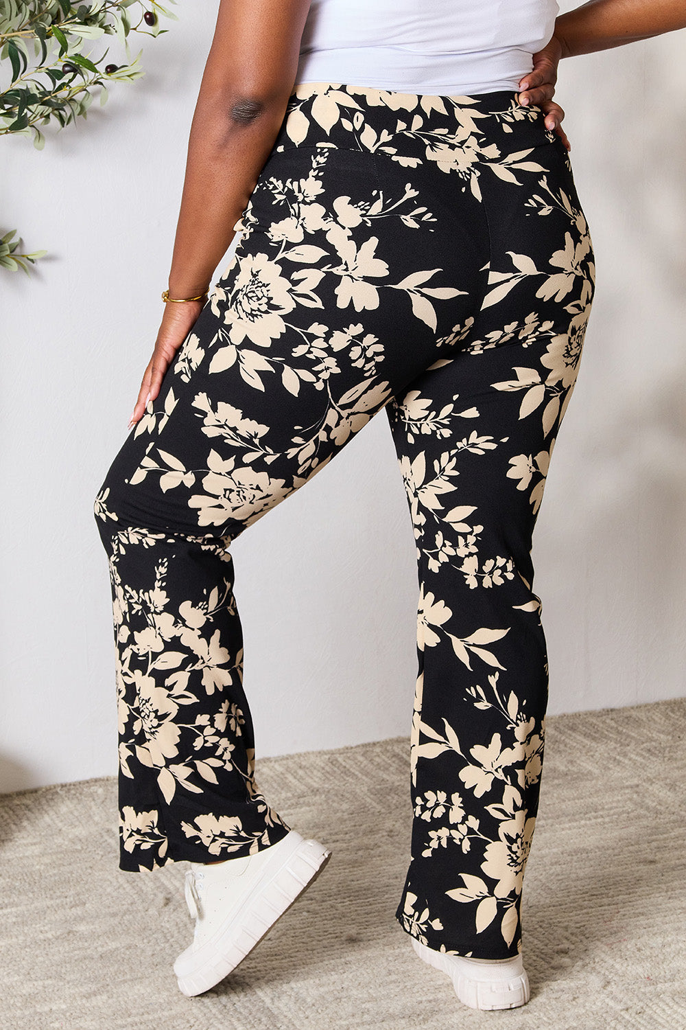 Heimish Full Size High Waist Floral Flare Pants Heimish Full Size High Waist Floral Flare Pants - TopFashionHQ