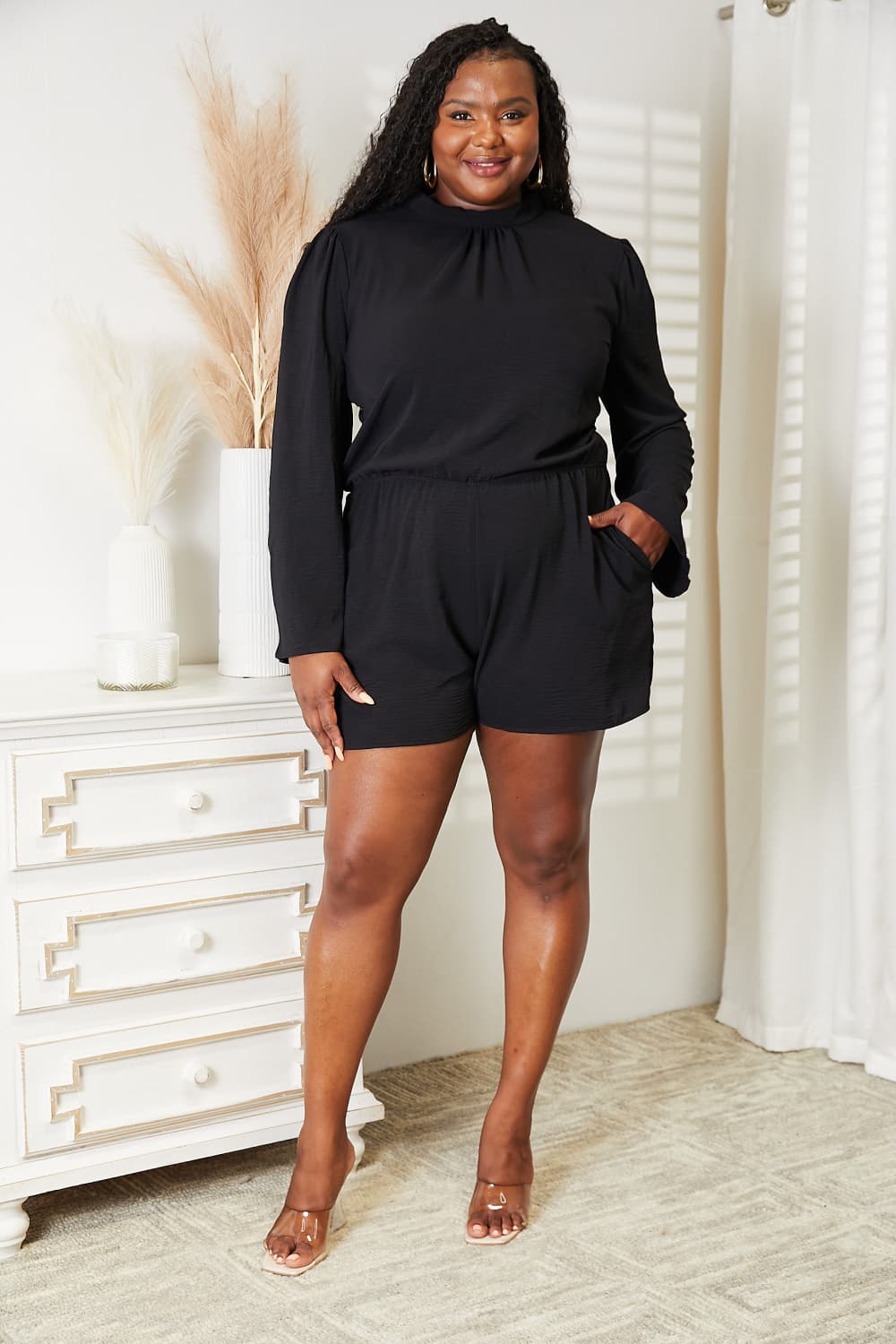 Culture Code Full Size Open Back Romper with Pockets Culture Code Full Size Open Back Romper with Pockets - TopFashionHQ