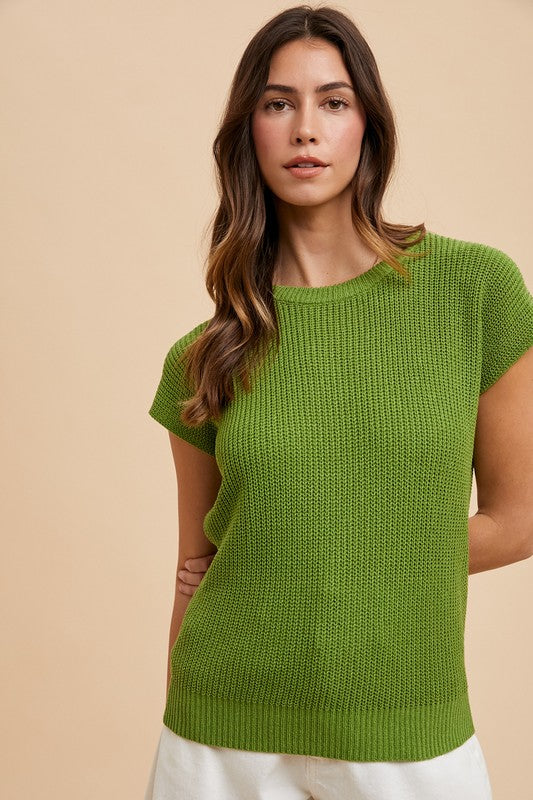 Annie Wear Round Neck Short Sleeve Sweater Annie Wear Round Neck Short Sleeve Sweater