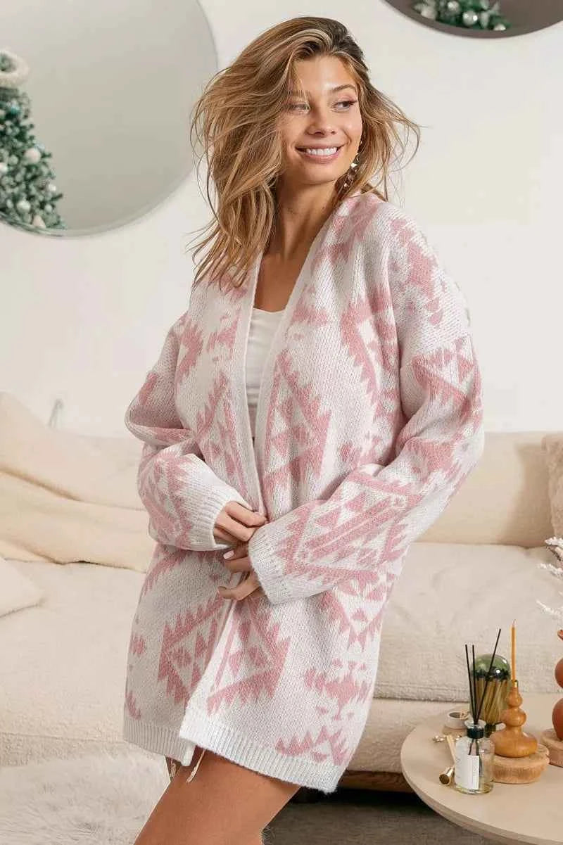 BiBi Aztec Pattern Open Front Cardigan BiBi Aztec Pattern Open Front Cardigan