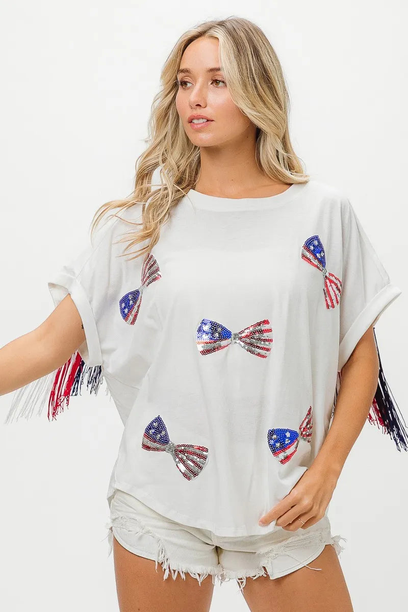 BiBi American Flag Sequin Ribbon T-Shirt 8d7d5d4804e04aae95613f073c005f99-Max-Origin