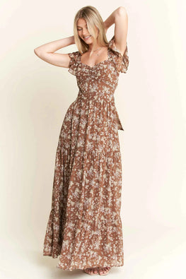 Jade By Jane Ruffle Sleeve Tiered Maxi Dress