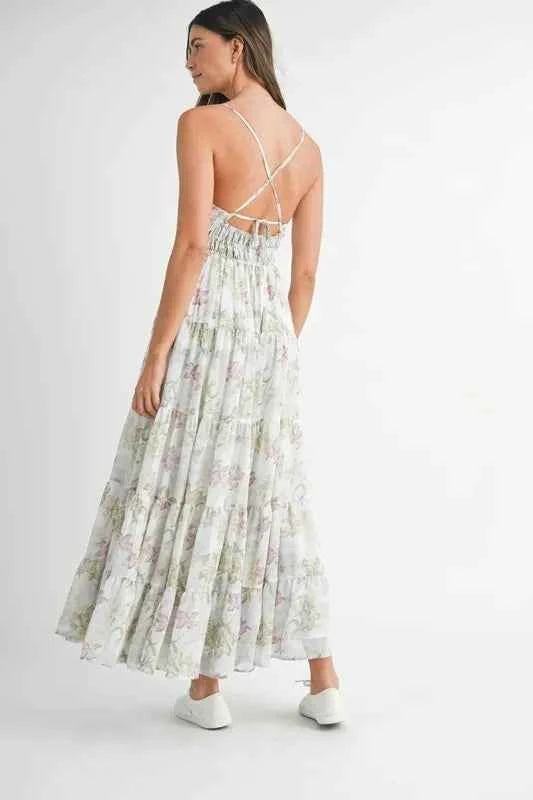 MABLE Floral Print Tiered Cami Maxi Dress MABLE Floral Print Tiered Cami Maxi Dress