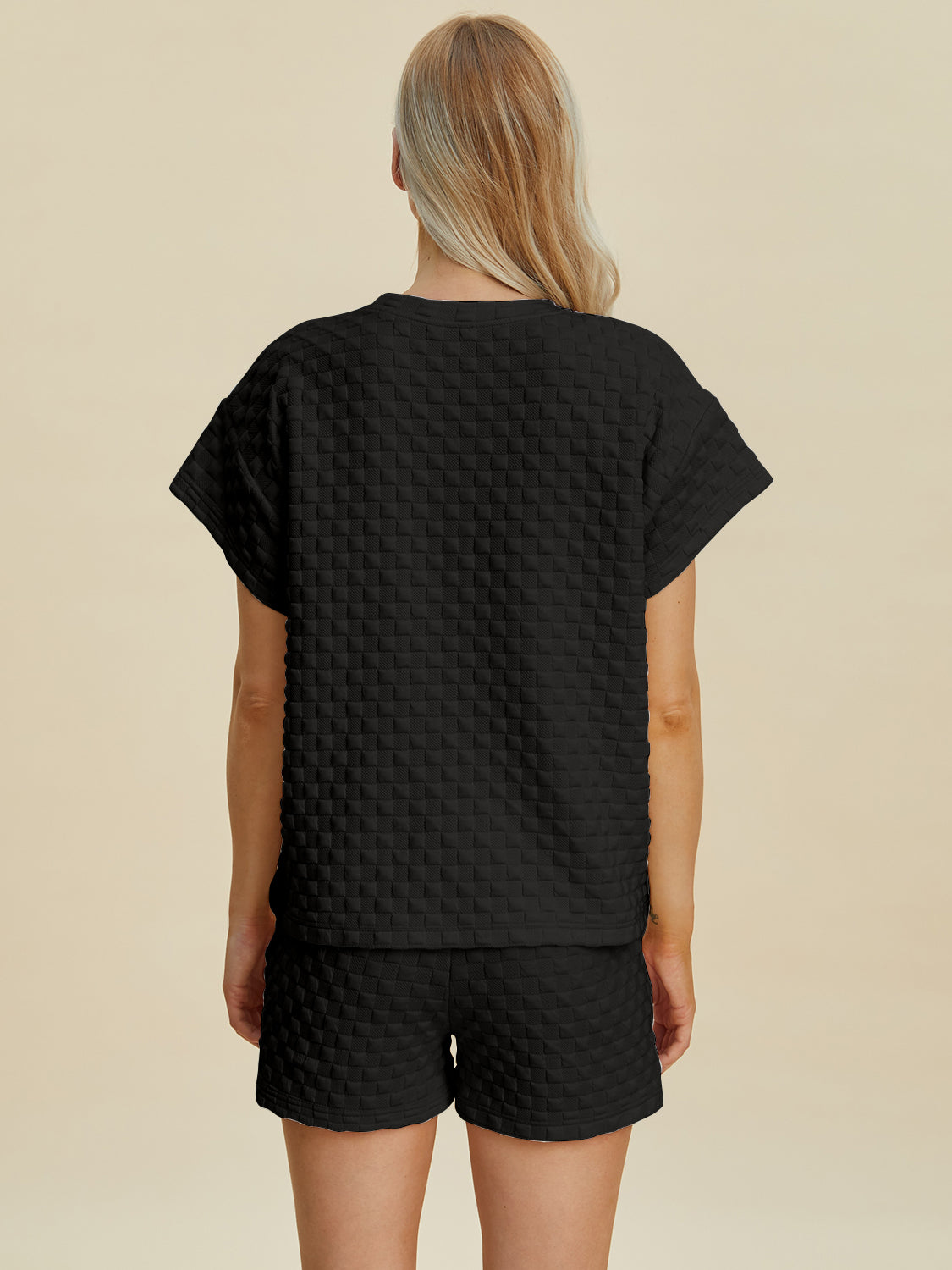 Double Take Full Size Texture T-Shirt and Shorts Set Double Take Full Size Texture T-Shirt and Shorts Set