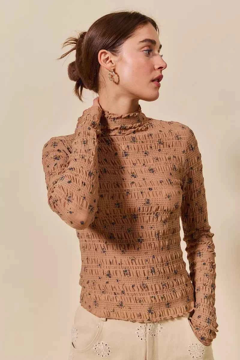 SO ME Floral Print Textured Long Sleeve Knit Top SO ME Floral Print Textured Long Sleeve Knit Top