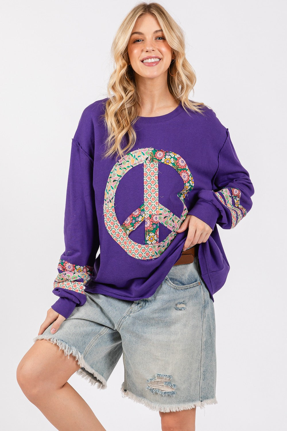 SAGE+FIG Peace Applique Patch Long Sleeve Top SAGE+FIG Peace Applique Patch Long Sleeve Top