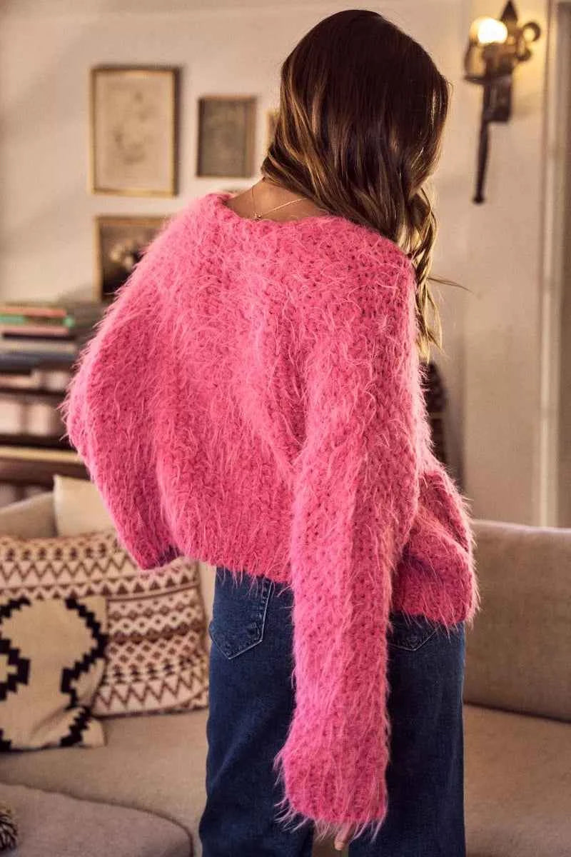 SO ME Soft Touch Hairy Loose Fit Cozy Sweater Cardigan SO ME Soft Touch Hairy Loose Fit Cozy Sweater Cardigan