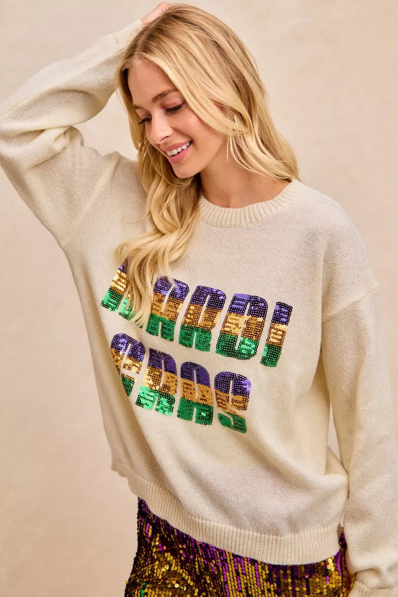 BiBi Mardi Gras Sequin Lattering Knit Top 8f809b6d2a0f487d9667f892a631ade6-Max-Origin
