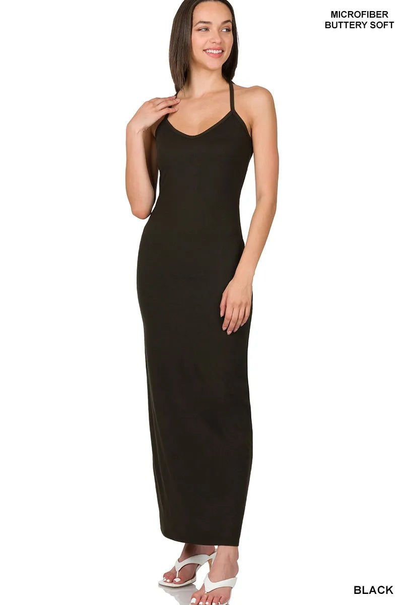 Zenana Brushed Dty Thin Strap Racerback V-Neck Maxi Dress 8fa345c9a8dd44e3ab8c4e50937db368-Max-Origin