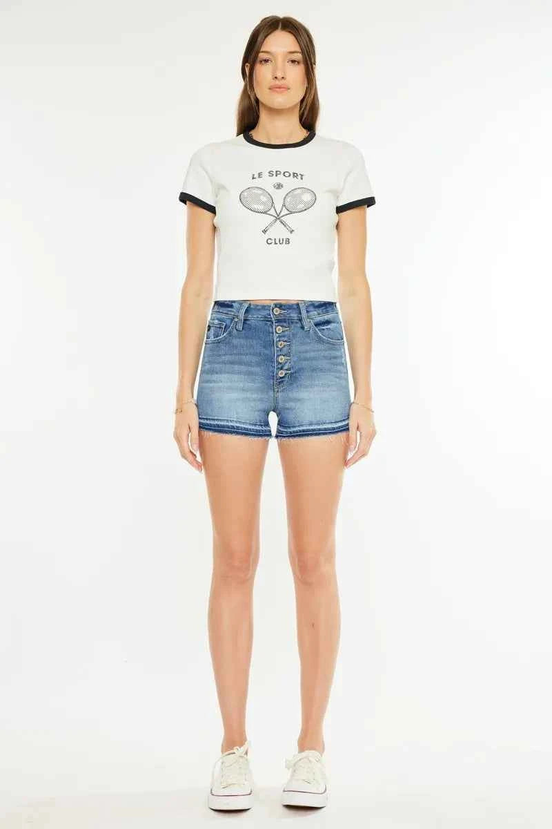 Kancan High Rise Release Hem Denim Shorts Kancan High Rise Release Hem Denim Shorts