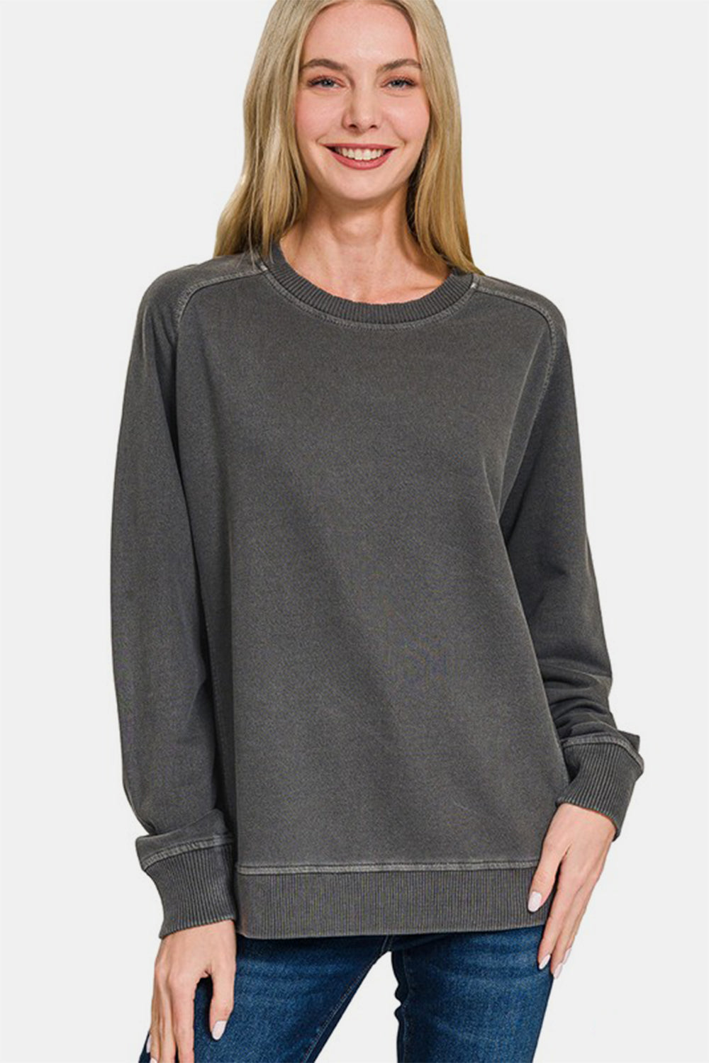 Zenana Full Size Pigment Dyed French Terry Sweatshirt Zenana Full Size Pigment Dyed French Terry Sweatshirt - TopFashionHQ
