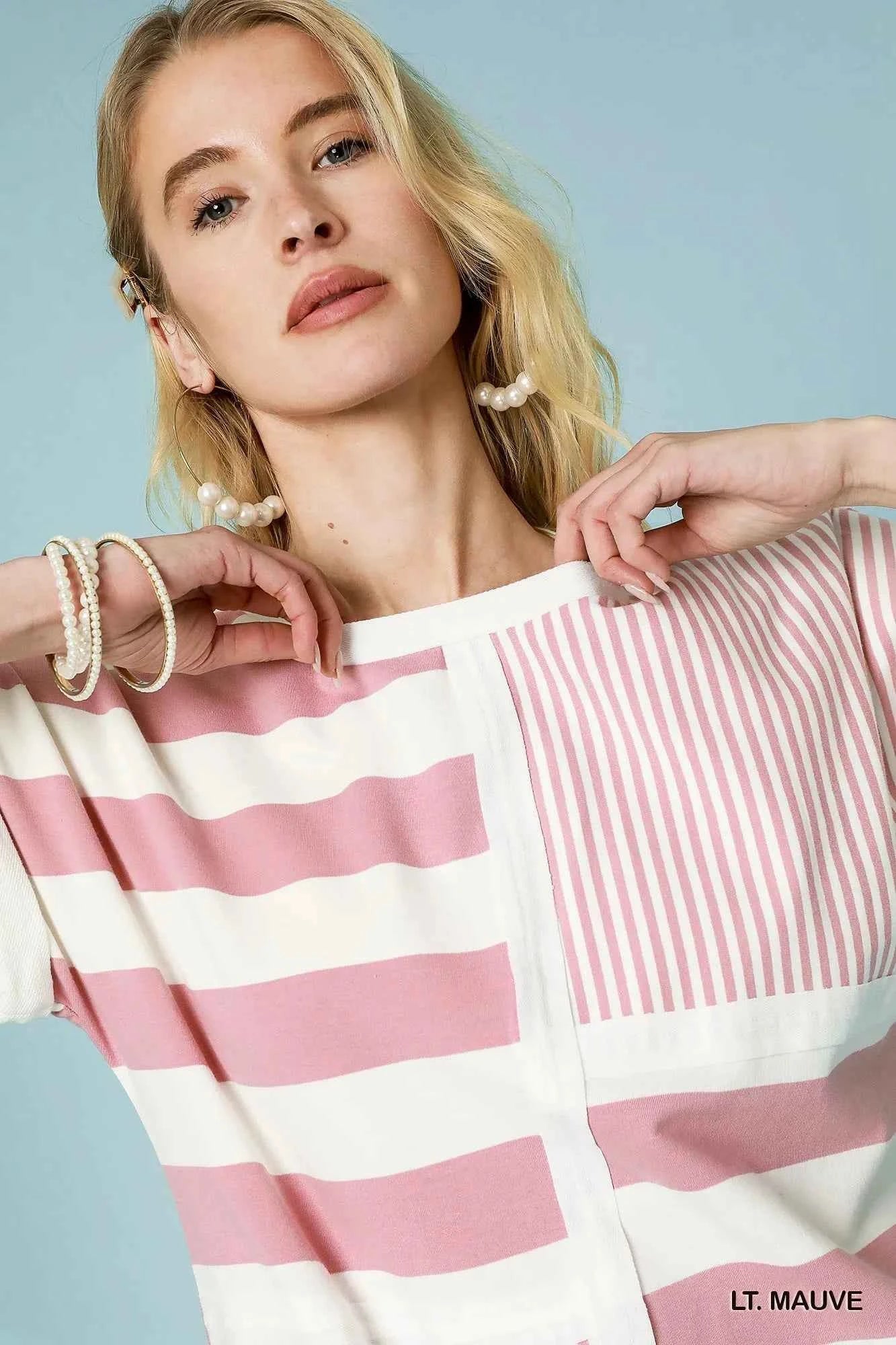 Umgee Mixed Striped Short Sleeve Romper Umgee Mixed Striped Short Sleeve Romper