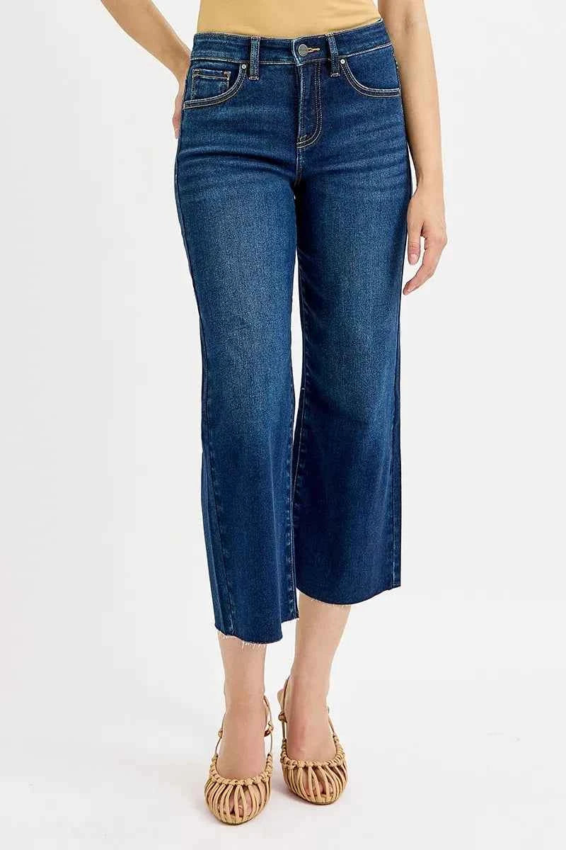 RISEN Full Size Tummy Control High Rise Crop Wide Jeans Plus Size RISEN Full Size Tummy Control High Rise Crop Wide Jeans Plus Size