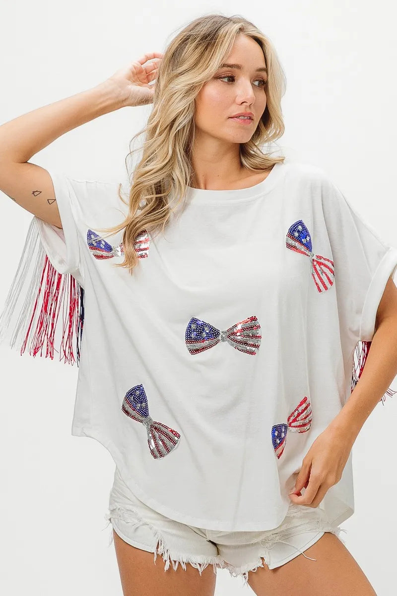 BiBi American Flag Sequin Ribbon T-Shirt 9163fc80f854480c926a924bf9b85b26-Max-Origin