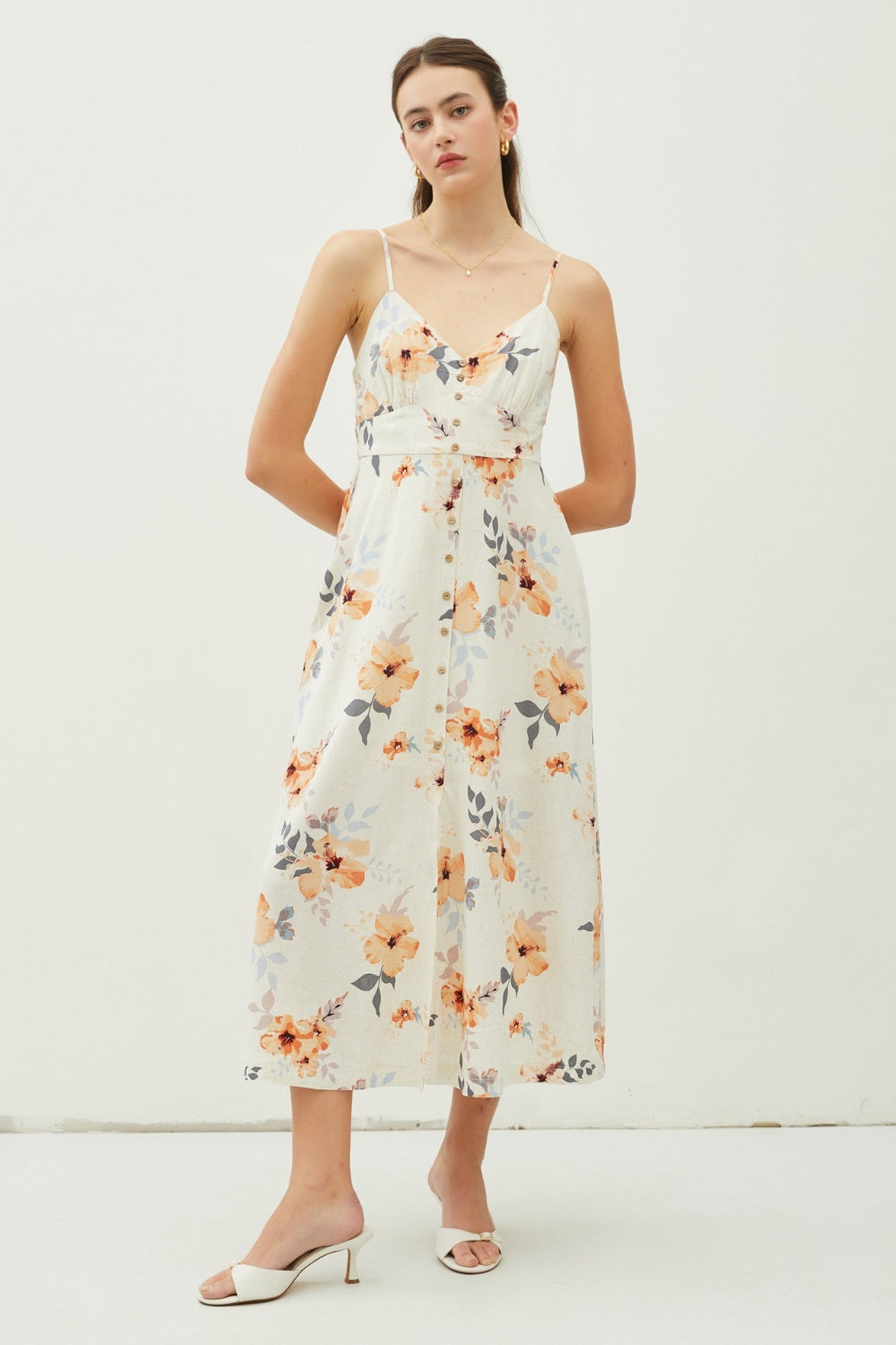Be Cool Floral Button Down Cami Midi Dress Be Cool Floral Button Down Cami Midi Dress - TopFashionHQ