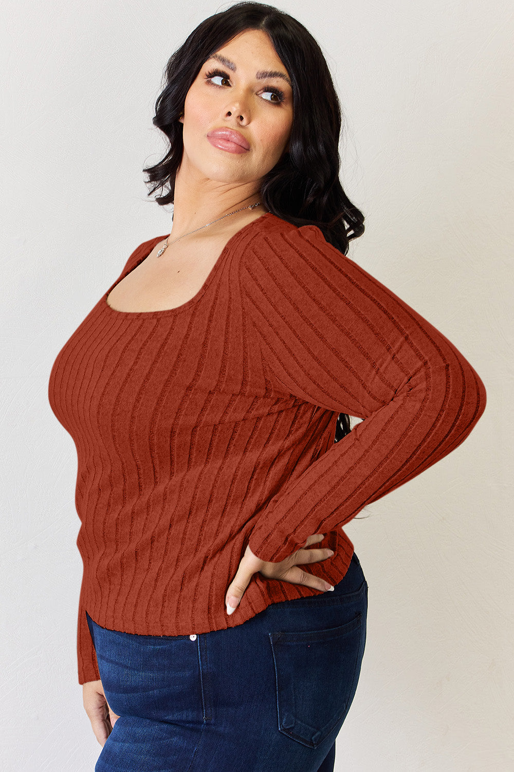 Basic Bae Full Size Ribbed Long Sleeve T-Shirt Basic Bae Full Size Ribbed Long Sleeve T-Shirt - TopFashionHQ