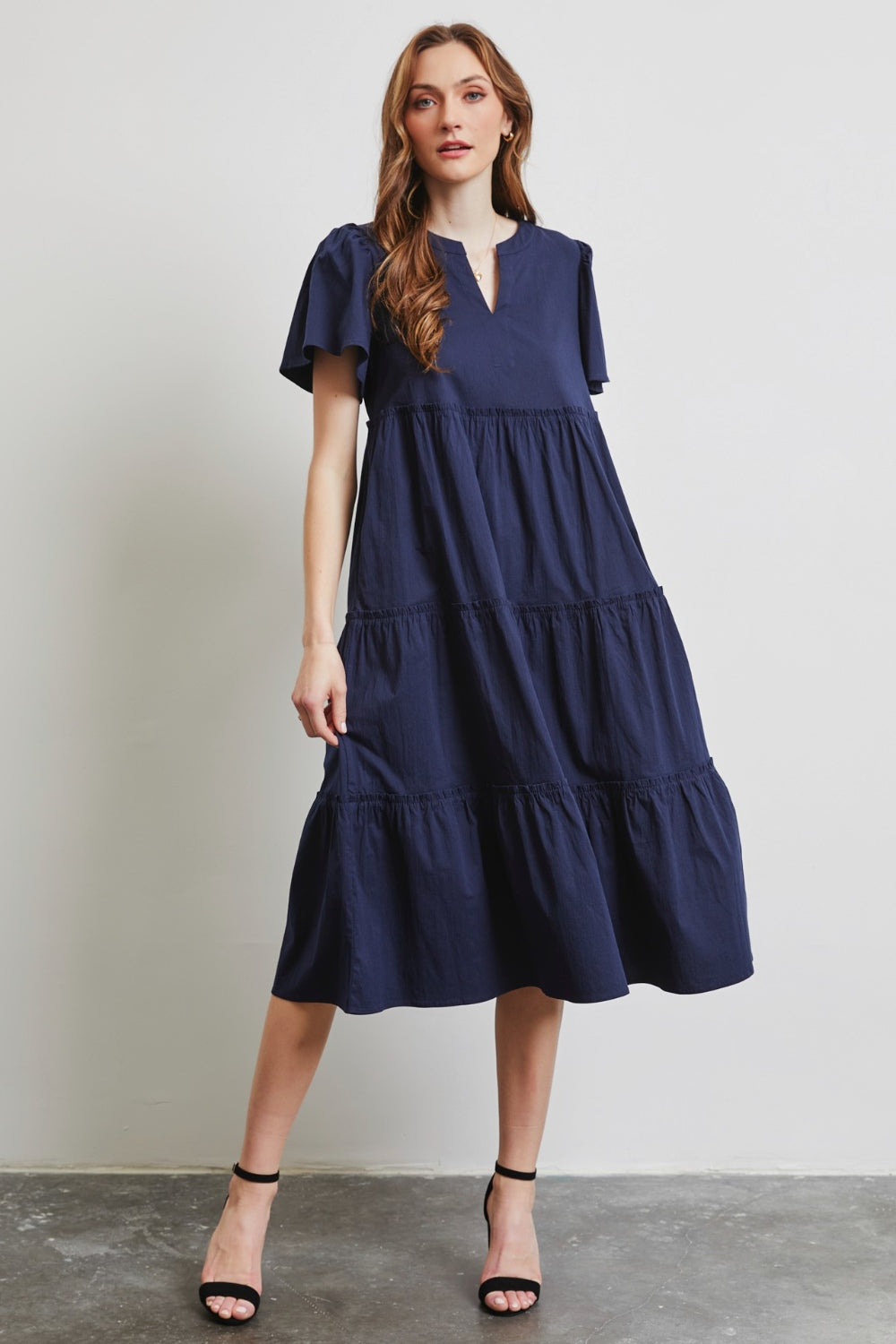 HEYSON Full Size Cotton Poplin Ruffled Tiered Midi Dress HEYSON Full Size Cotton Poplin Ruffled Tiered Midi Dress - TopFashionHQ