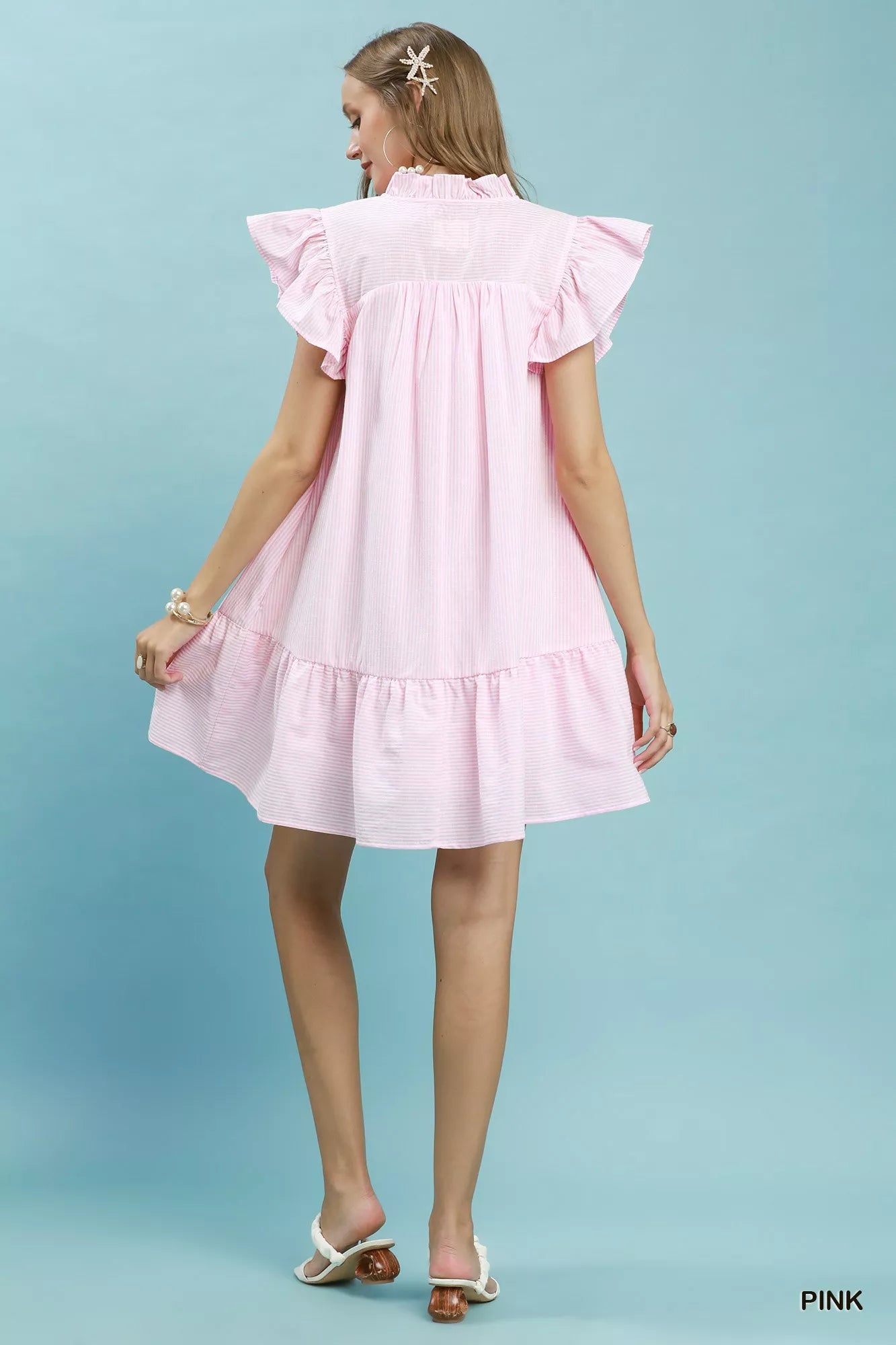 Umgee Stripe Smocked Yoke Ruffle Dress 91d7923d-8359-44c2-b1f1-7668400c297f-Max-Origin
